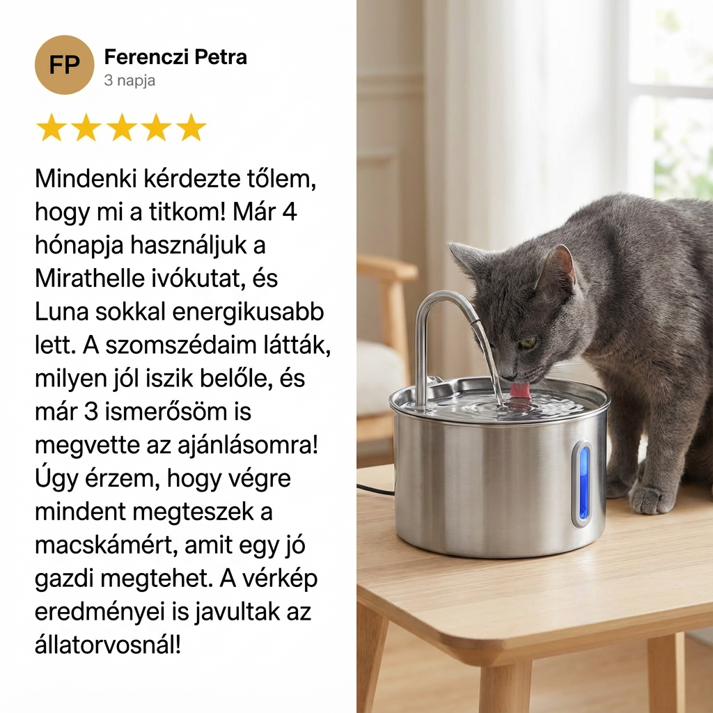 Óvd meg macskádat a vesebetegségtől és kiszáradástól a Mirathelle™-lel